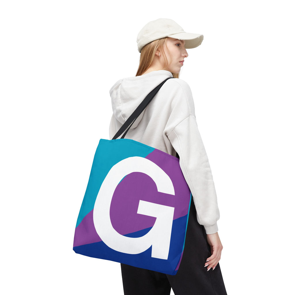 Monogram 'G' Colorblock Tote Bag — Personalized Initial G Shoulder Tote
