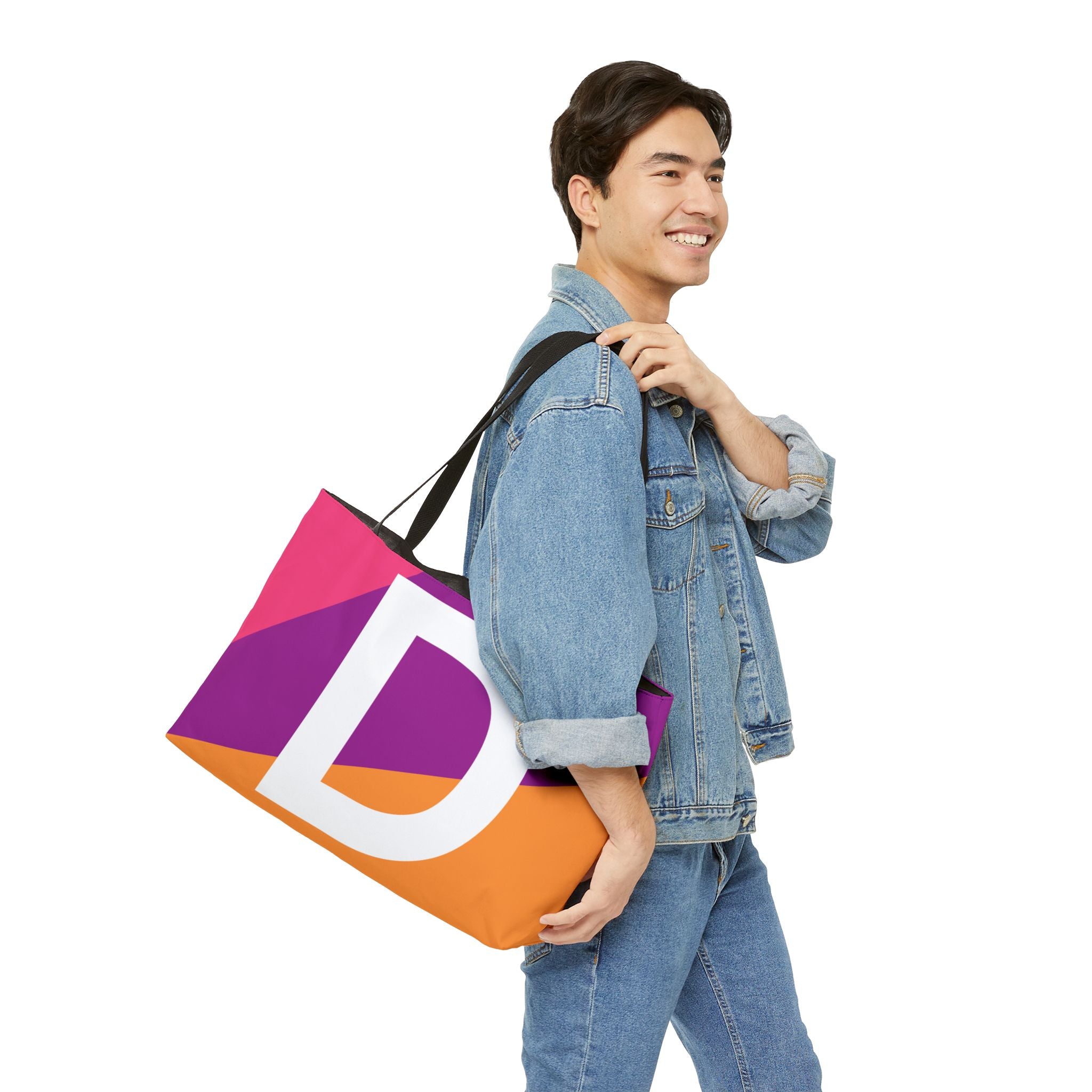 Personalized 'D' Colorblock Tote Bag — Monogram Weekender Tote
