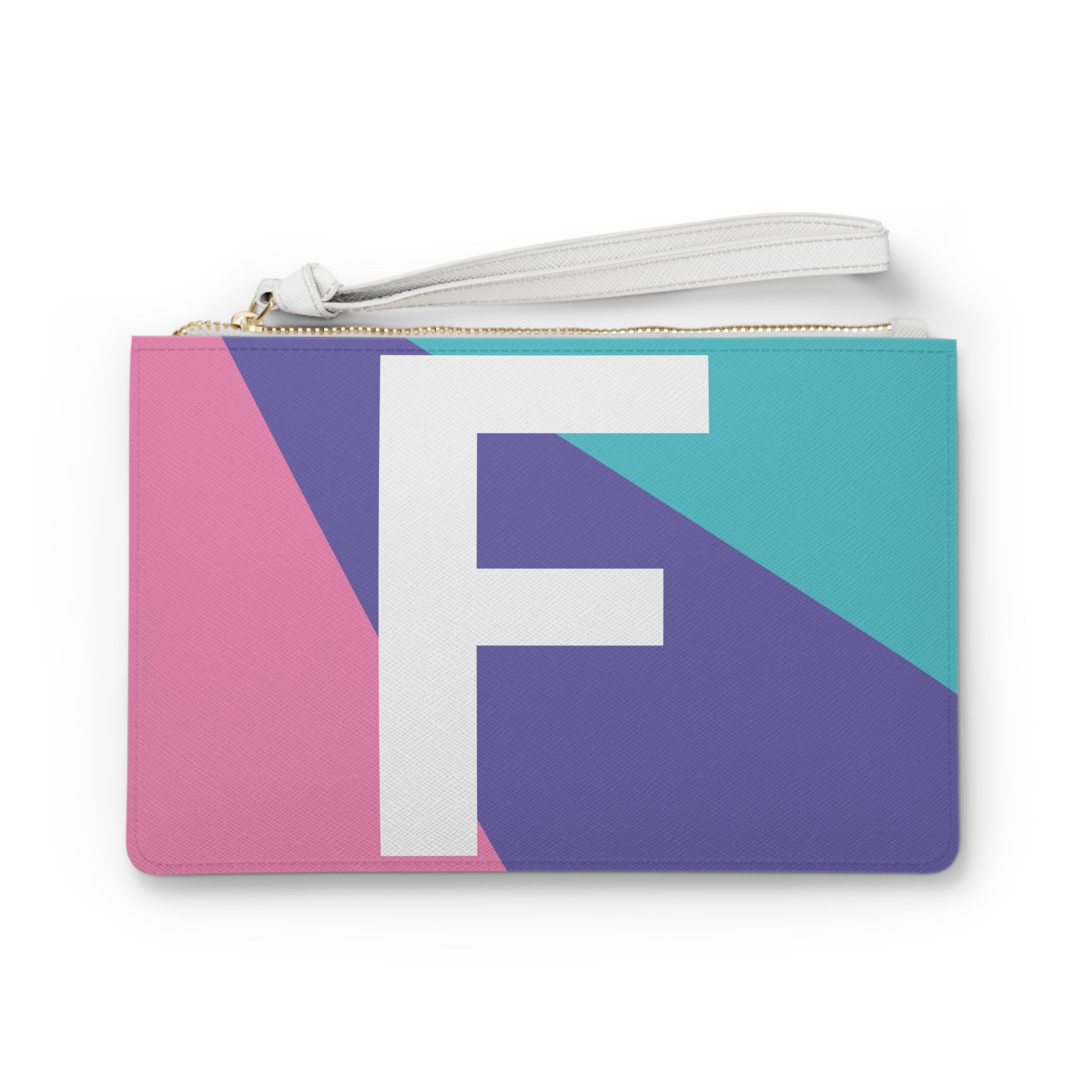 Monogram 'F' Colorblock Clutch Bag — Bold Geometric Wristlet for Everyday & Gifts