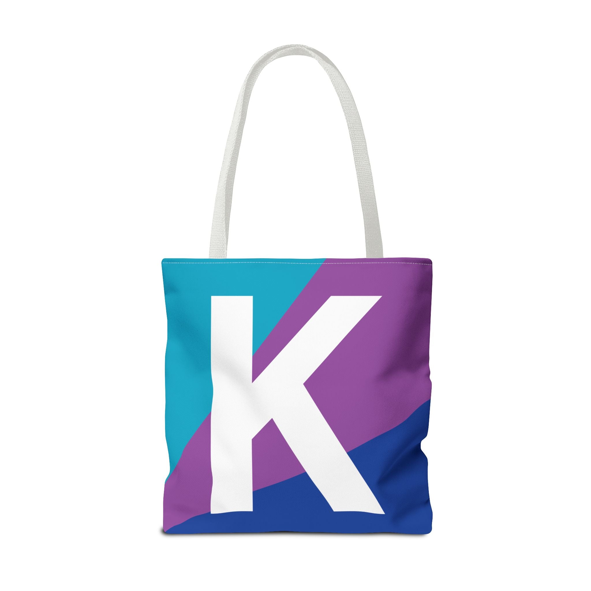 Monogram 'K' Colorblock Tote Bag — Personalized Initial K Shoulder Tote