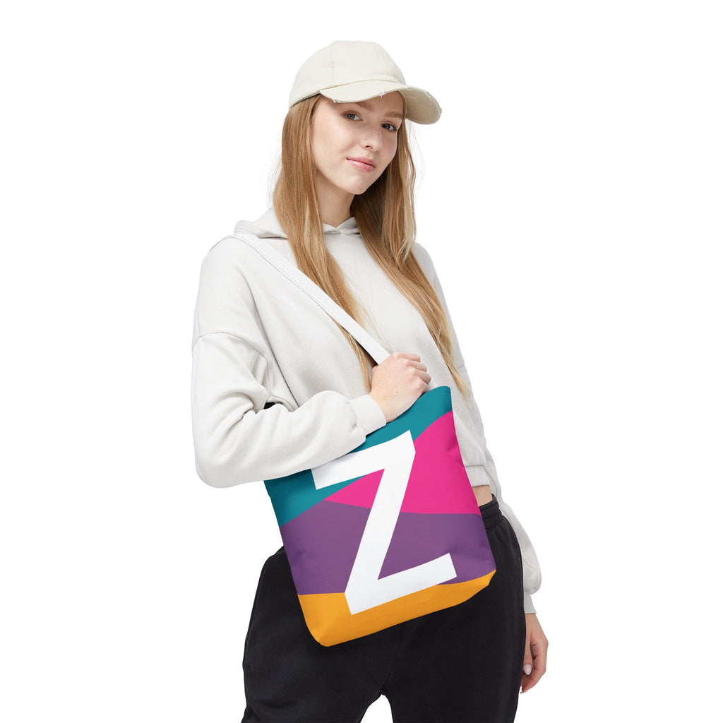 Monogram 'Z' Colorblock Tote Bag — Personalized Initial Z Shoulder Tote