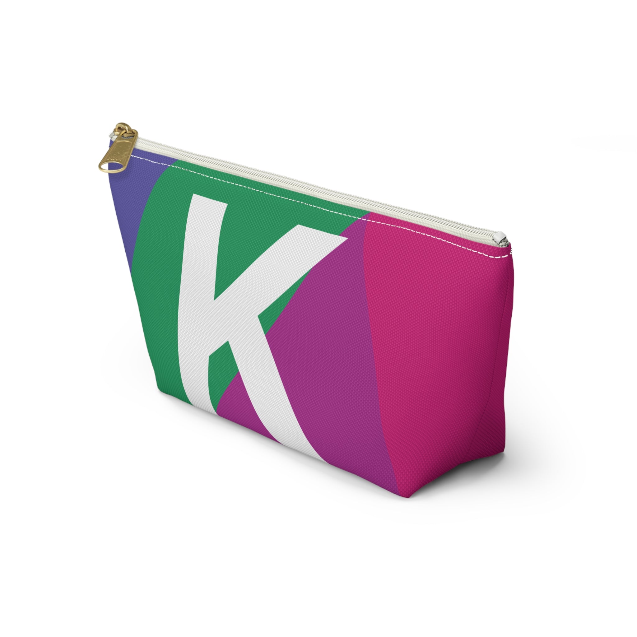 Initials Colorblock Accessory Pouch — Monogram K T-Bottom Cosmetic Bag