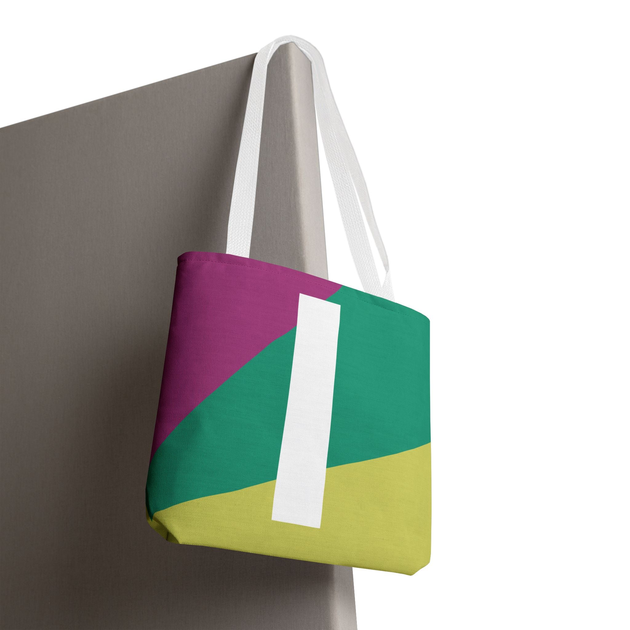 Monogram 'I' Colorblock Tote Bag — Personalized Initial I Shoulder Tote