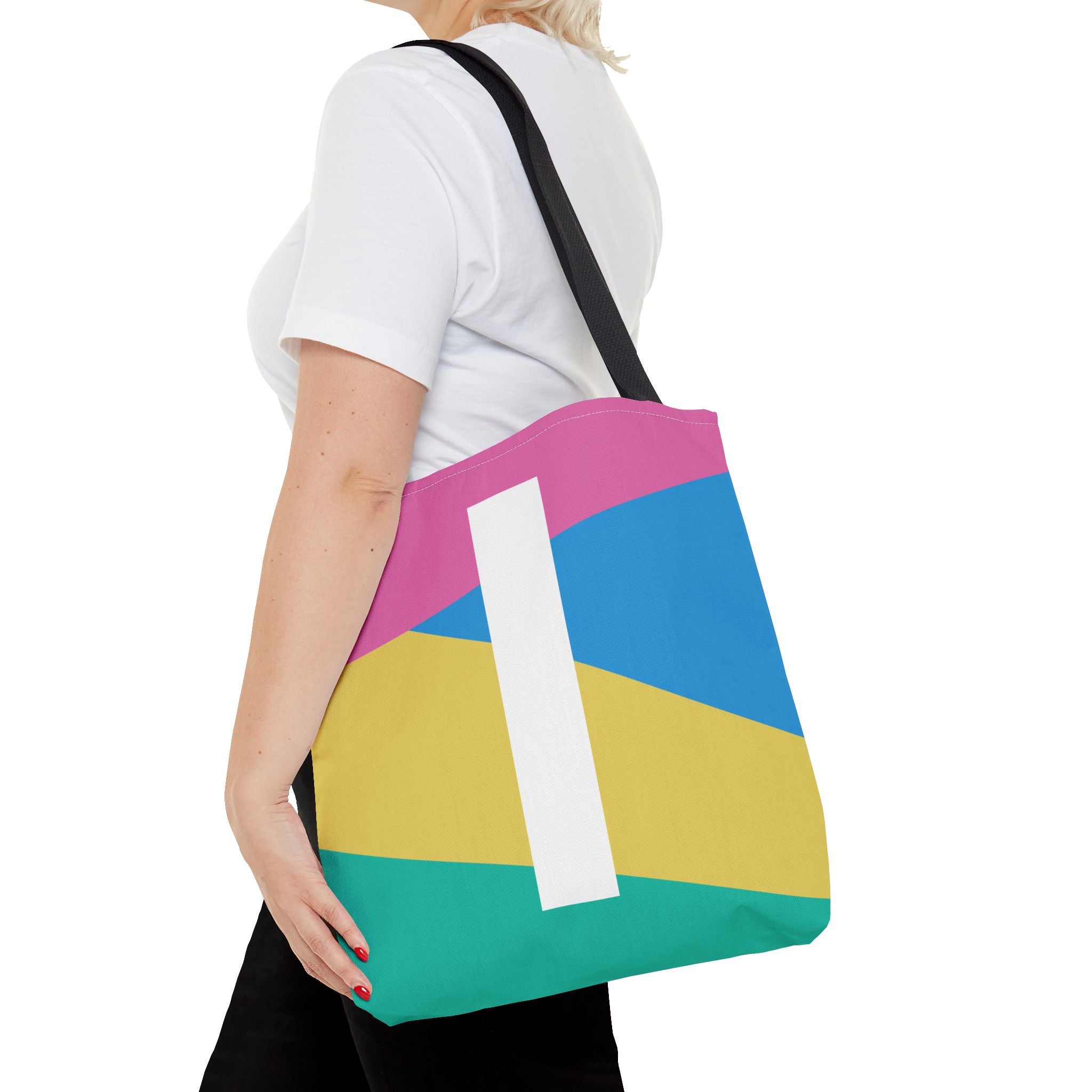 Monogram 'I' Colorblock Tote Bag — Personalized Initial I Shoulder Tote