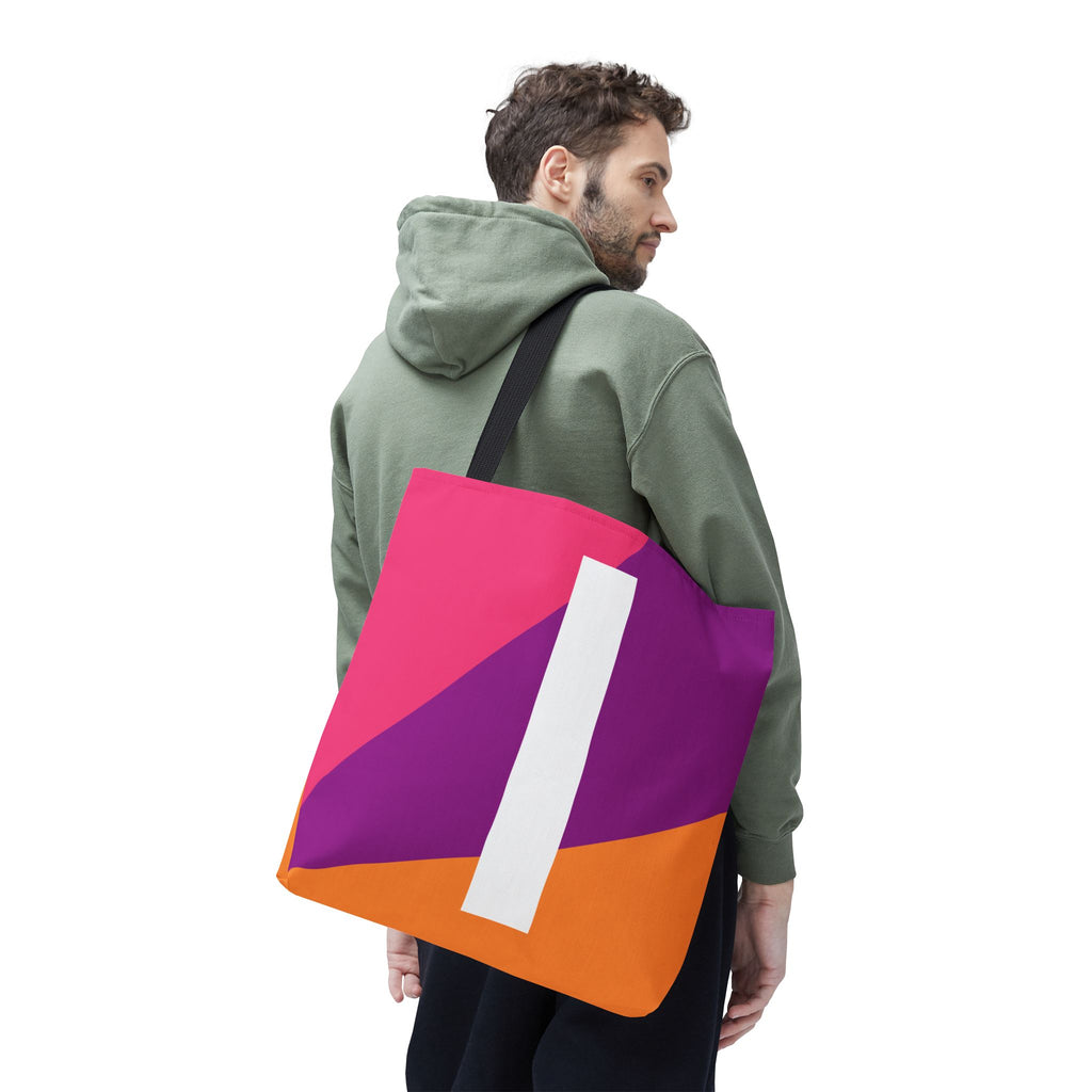 Monogram 'I' Colorblock Tote Bag — Personalized Initial I Shoulder Tote