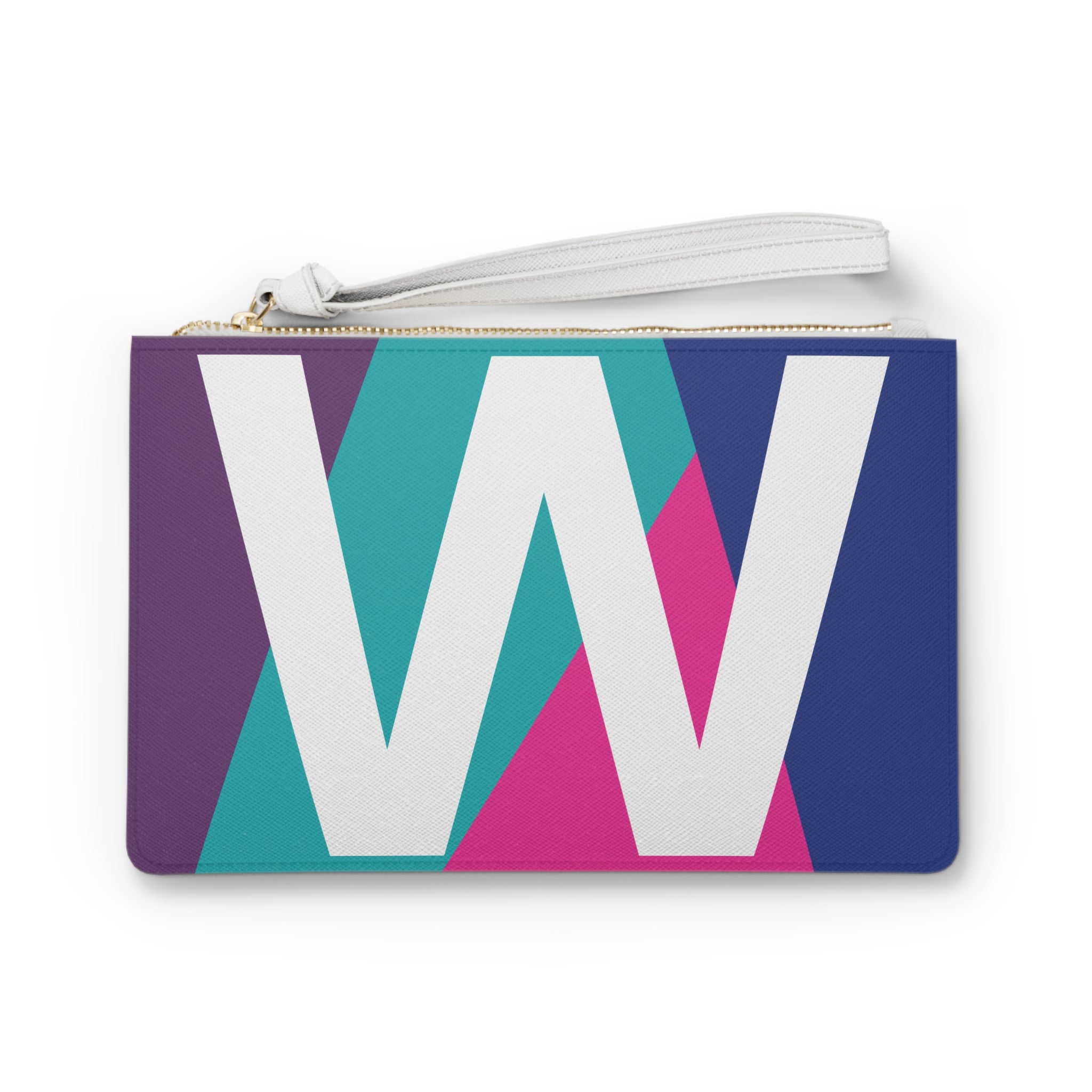 Monogram 'W' Colorblock Clutch Bag — Bold Geometric Wristlet for Everyday & Gifts