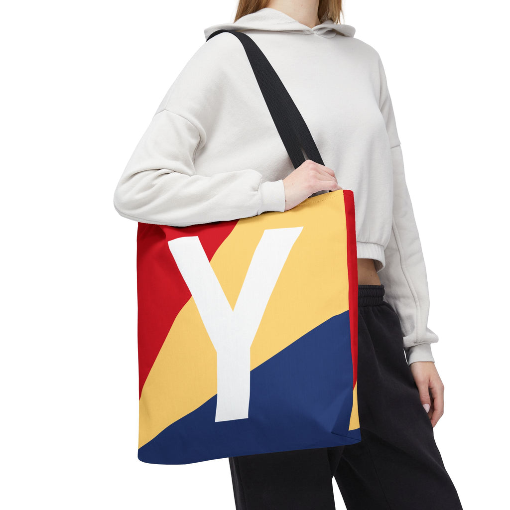Monogram 'Y' Colorblock Tote Bag — Personalized Initial Y Shoulder Tote