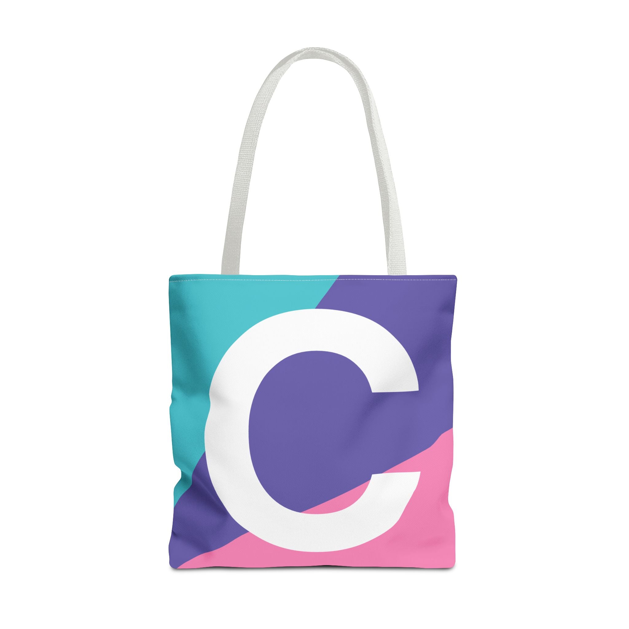Monogram 'C' Colorblock Tote Bag — Personalized Initial C Shoulder Tote