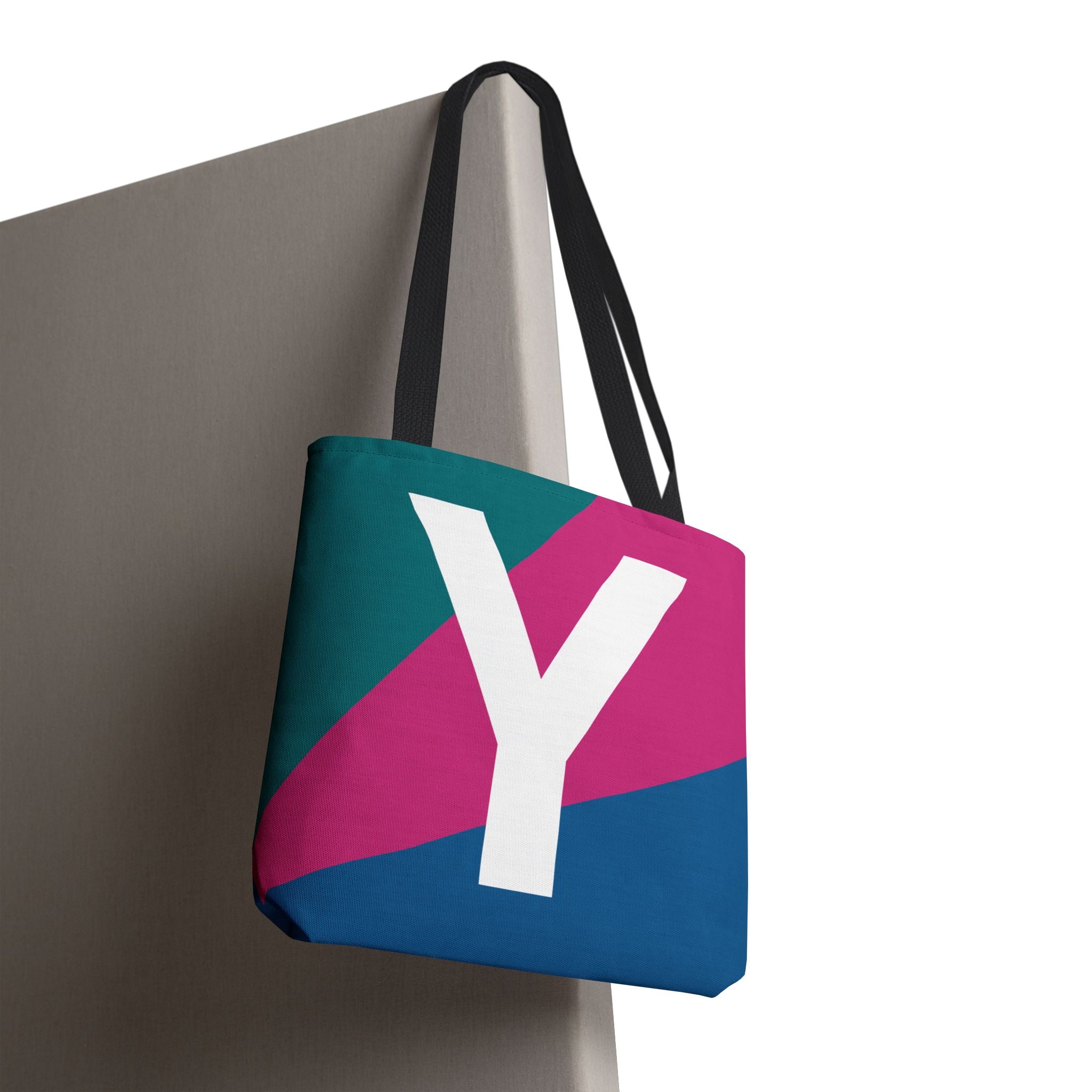 Monogram 'Y' Colorblock Tote Bag — Personalized Initial Y Shoulder Tote