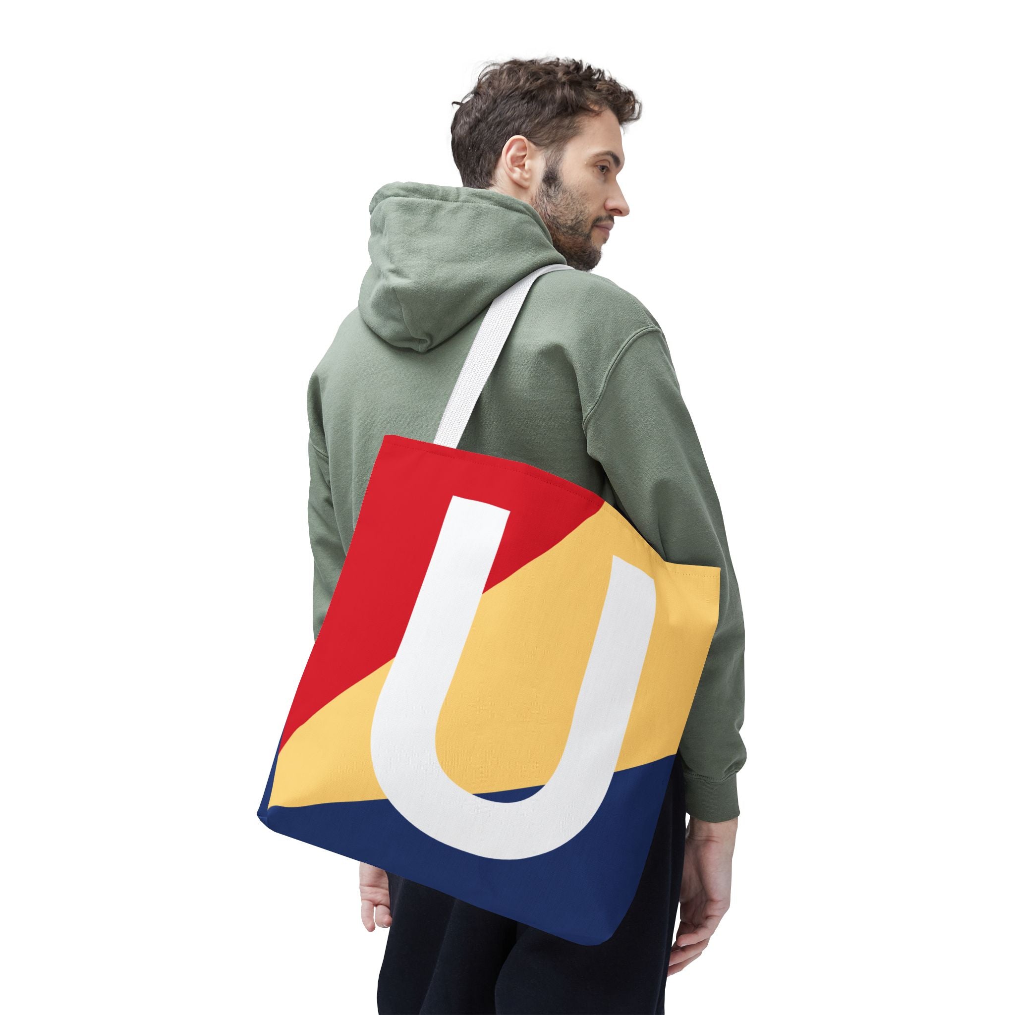 Monogram 'U' Colorblock Tote Bag — Personalized Initial U Shoulder Tote