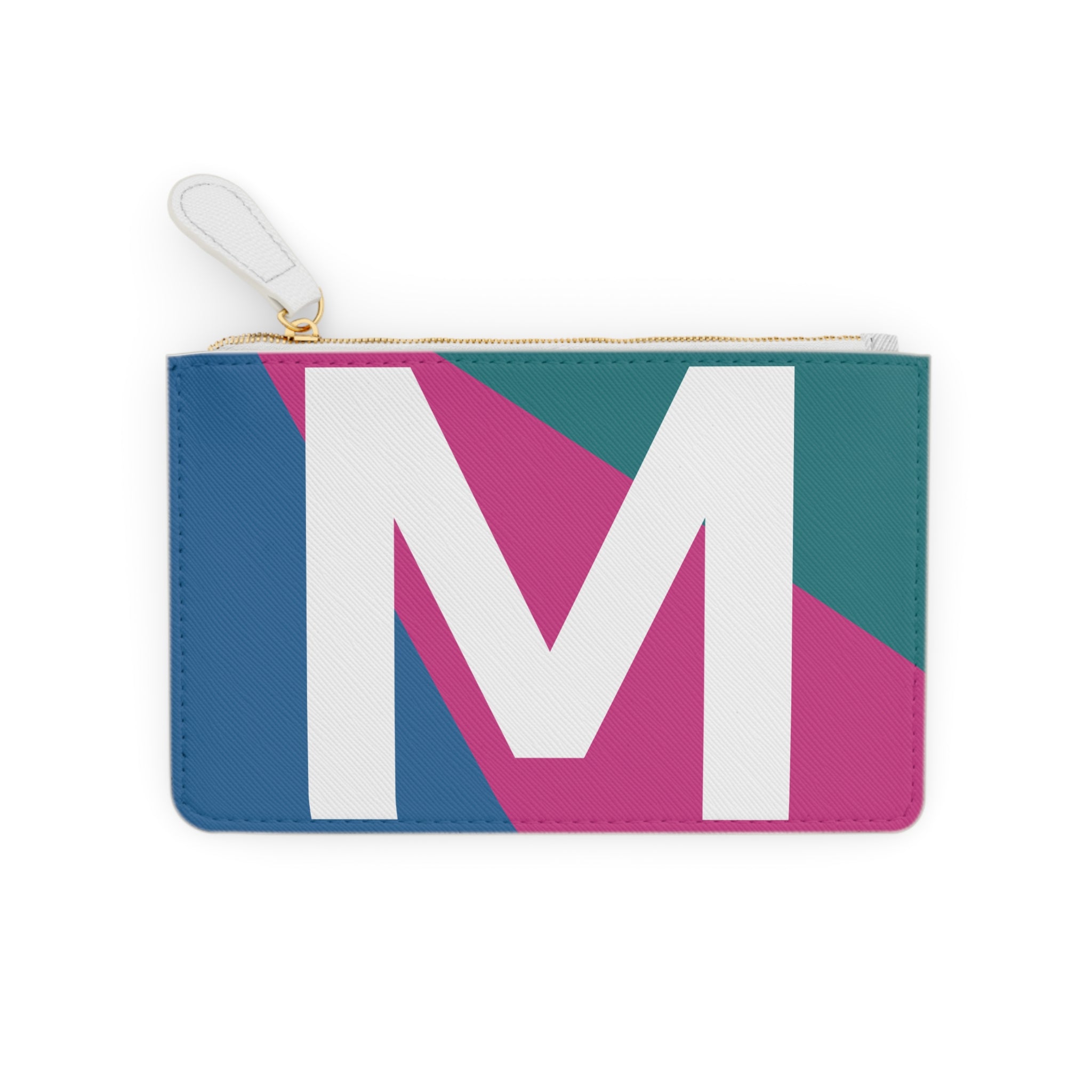 Initial M Mini Clutch — Colorblock Monogram Wristlet Wallet
