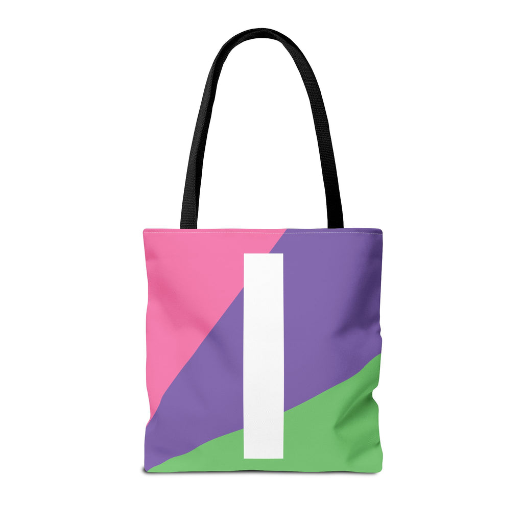 Monogram 'I' Colorblock Tote Bag — Personalized Initial I Shoulder Tote