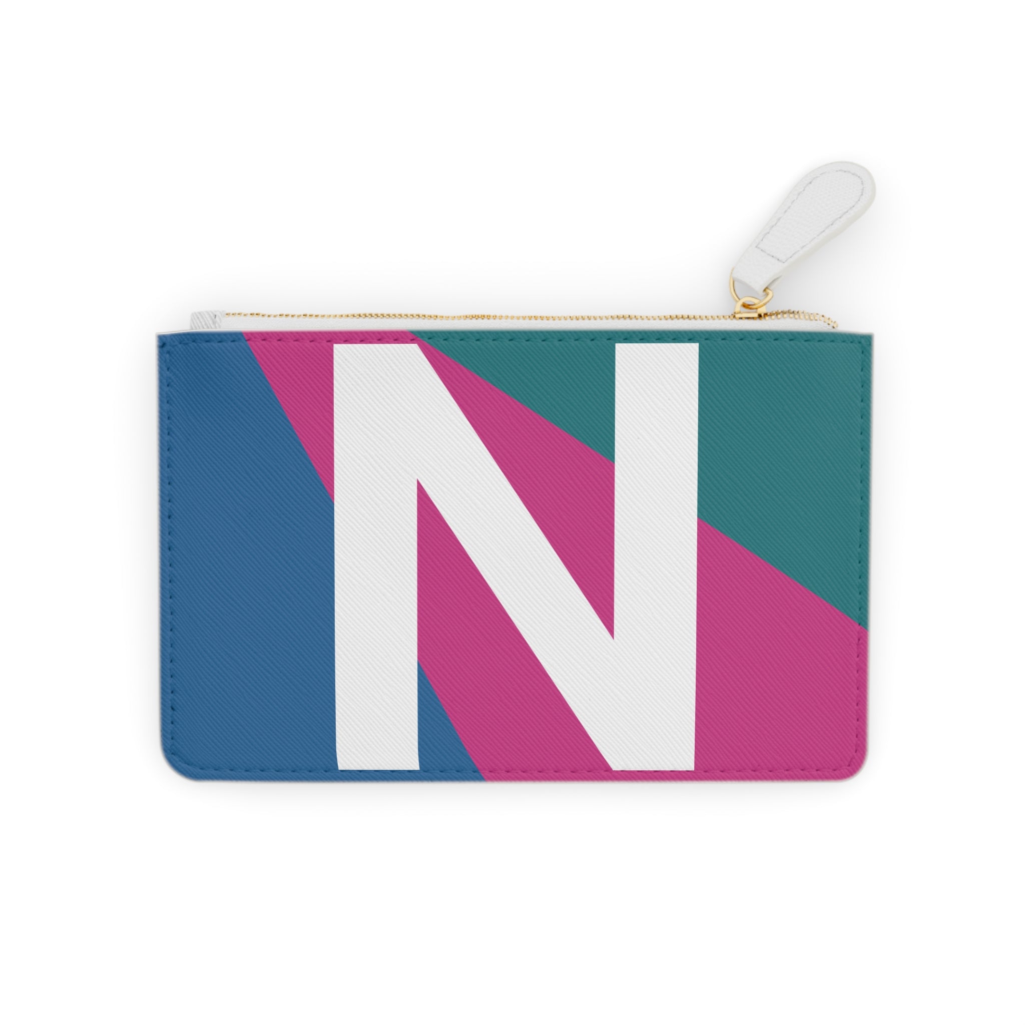 Initial N Mini Clutch — Colorblock Monogram Wristlet Wallet
