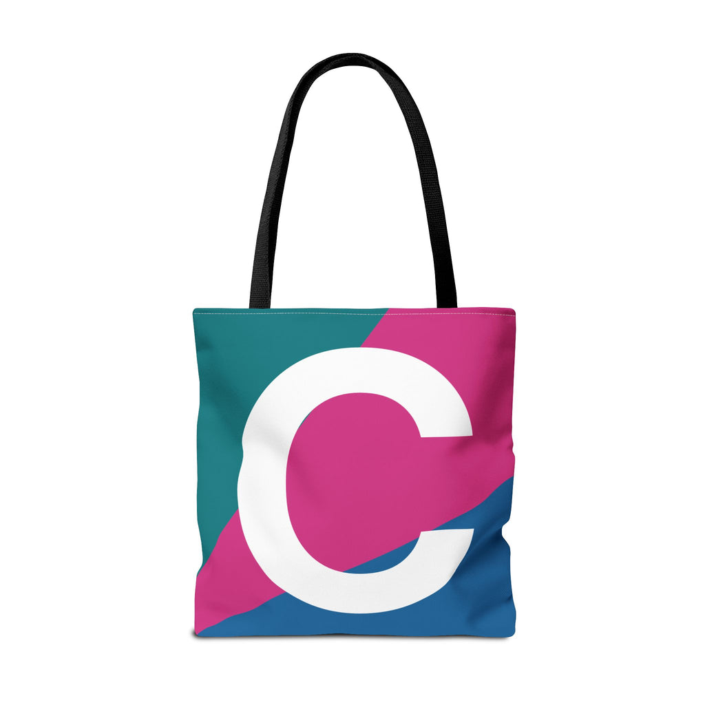 Monogram 'C' Colorblock Tote Bag — Personalized Initial C Shoulder Tote