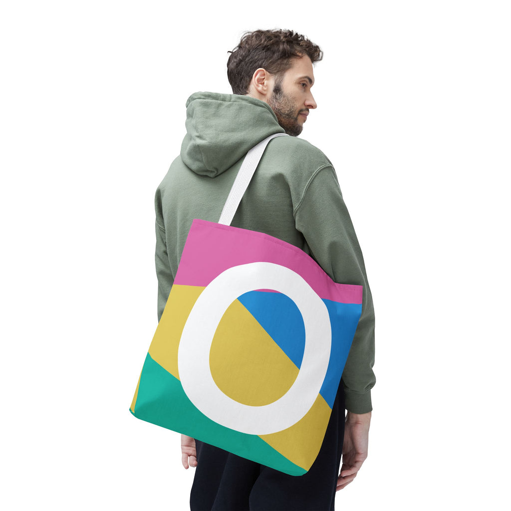Monogram 'O' Colorblock Tote Bag — Personalized Initial O Shoulder Tote