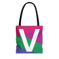 Monogram 'V' Colorblock Tote Bag — Personalized Initial V Shoulder Tote