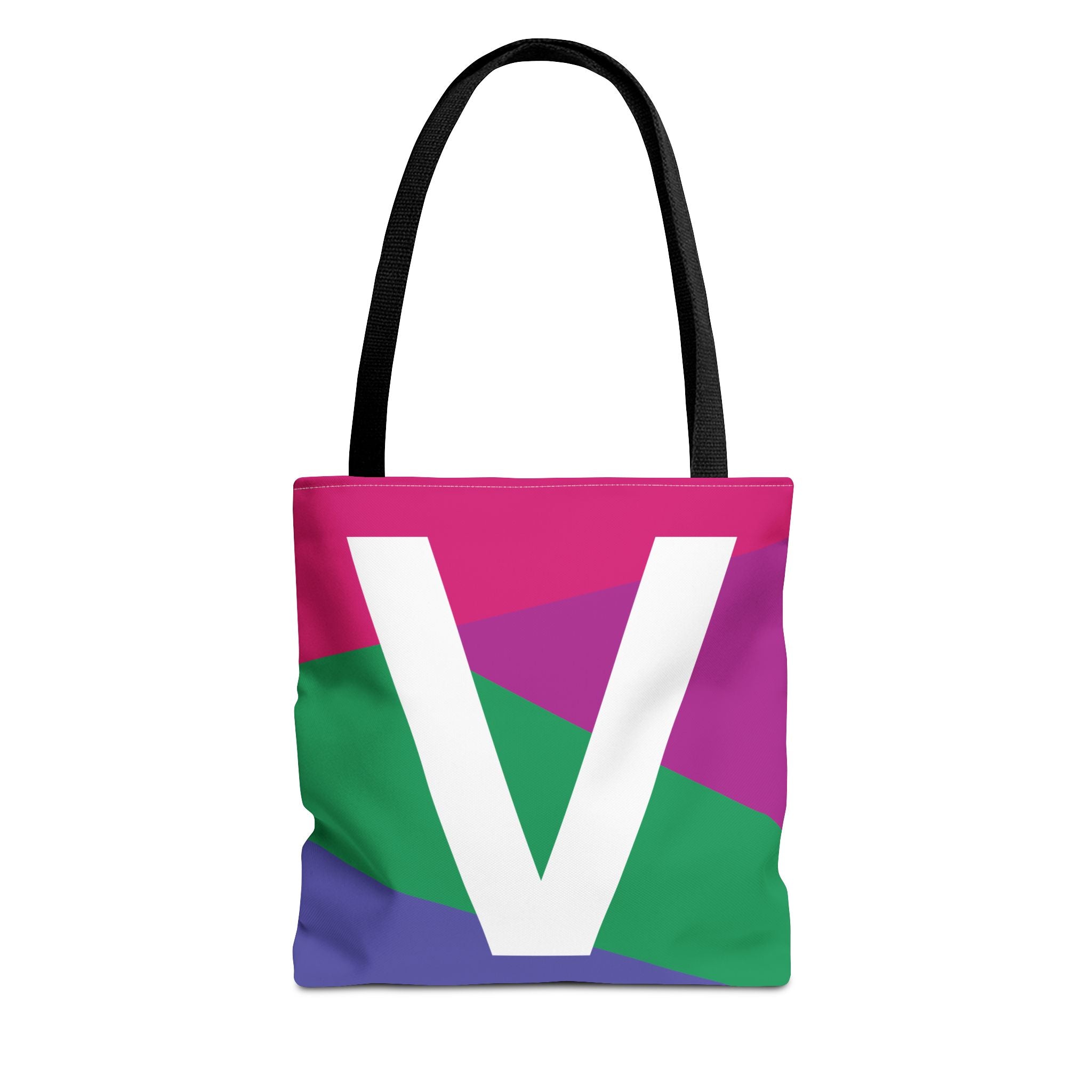Monogram 'V' Colorblock Tote Bag — Personalized Initial V Shoulder Tote