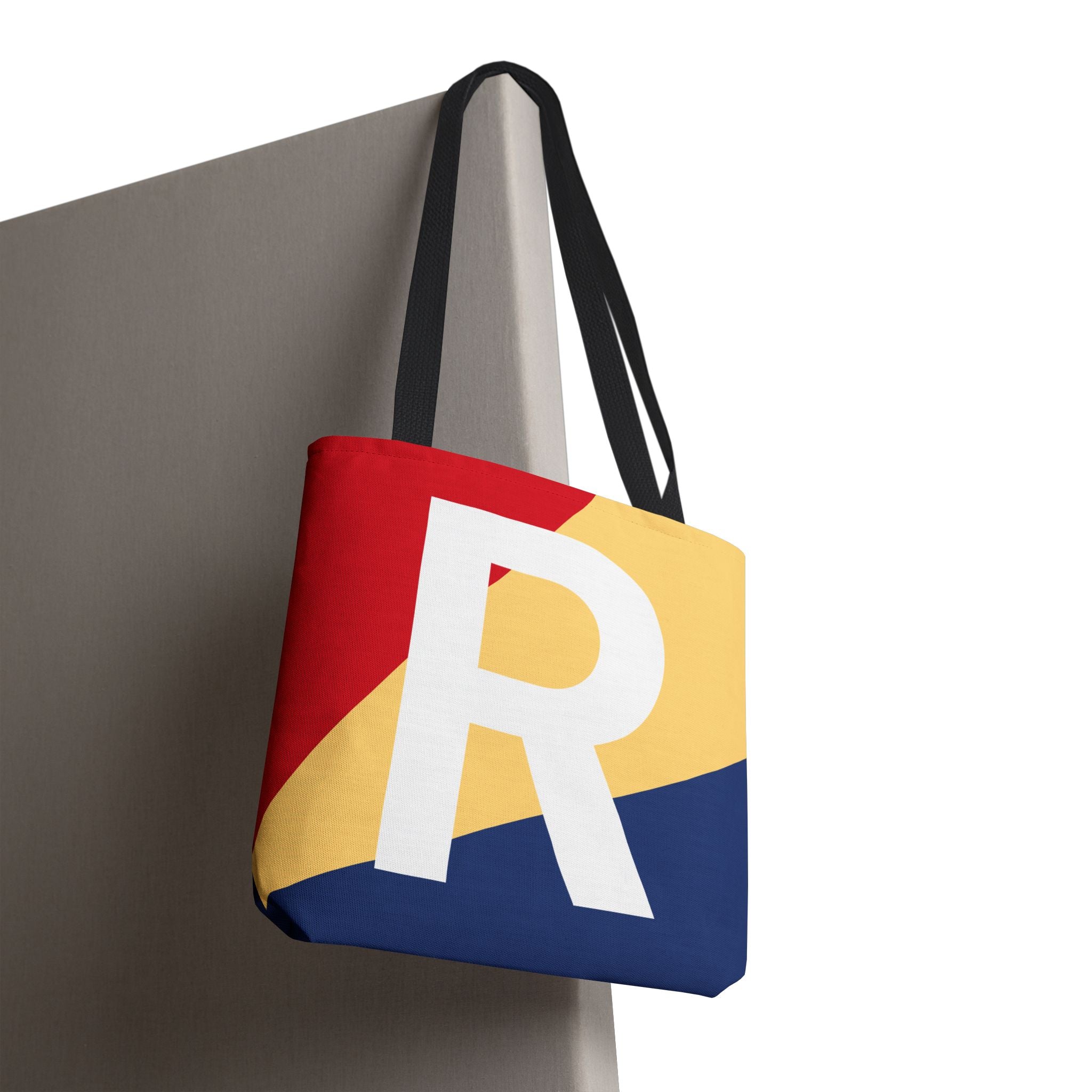 Monogram 'R' Colorblock Tote Bag — Personalized Initial R Shoulder Tote