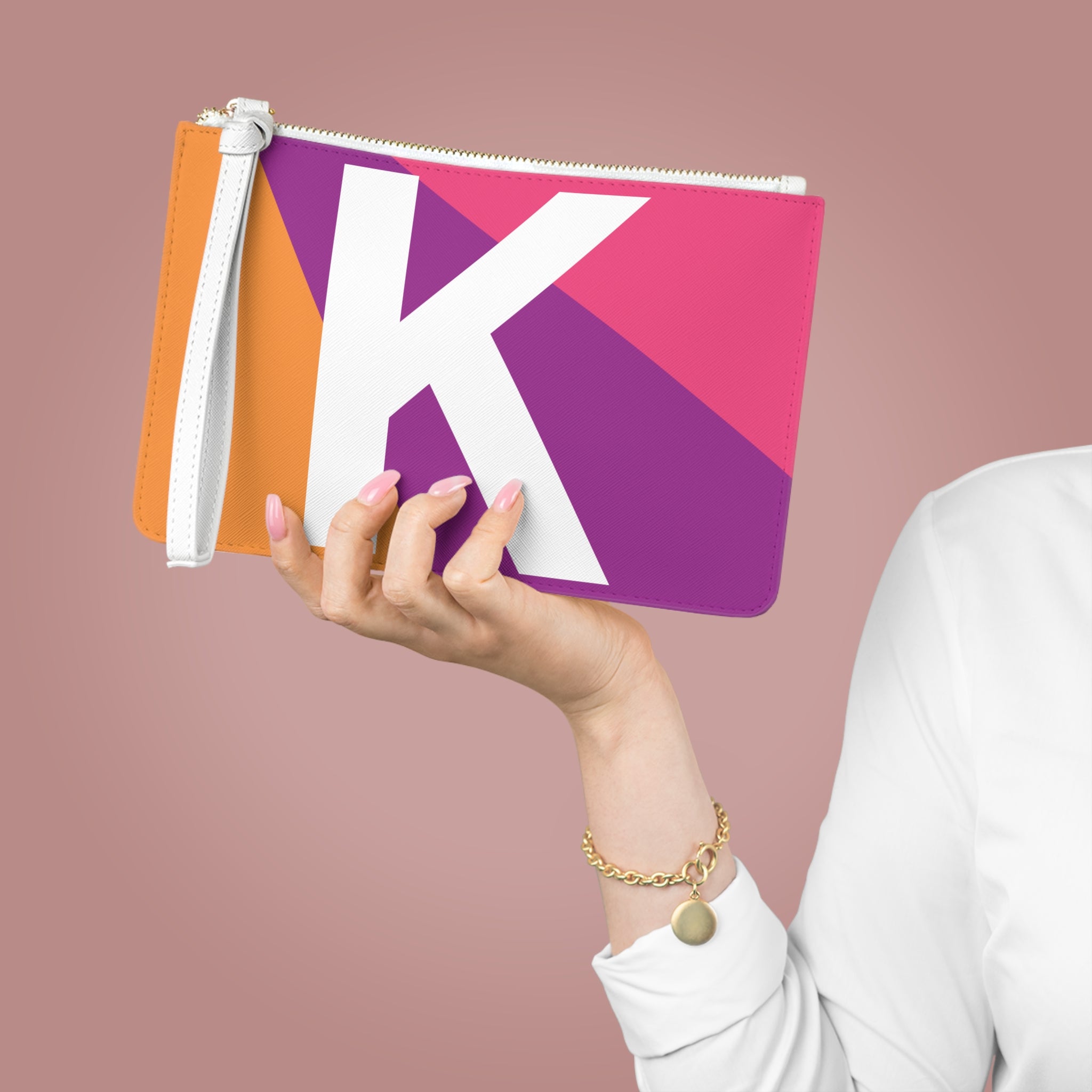 Monogram 'K' Colorblock Clutch Bag — Bold Geometric Wristlet for Everyday & Gifts