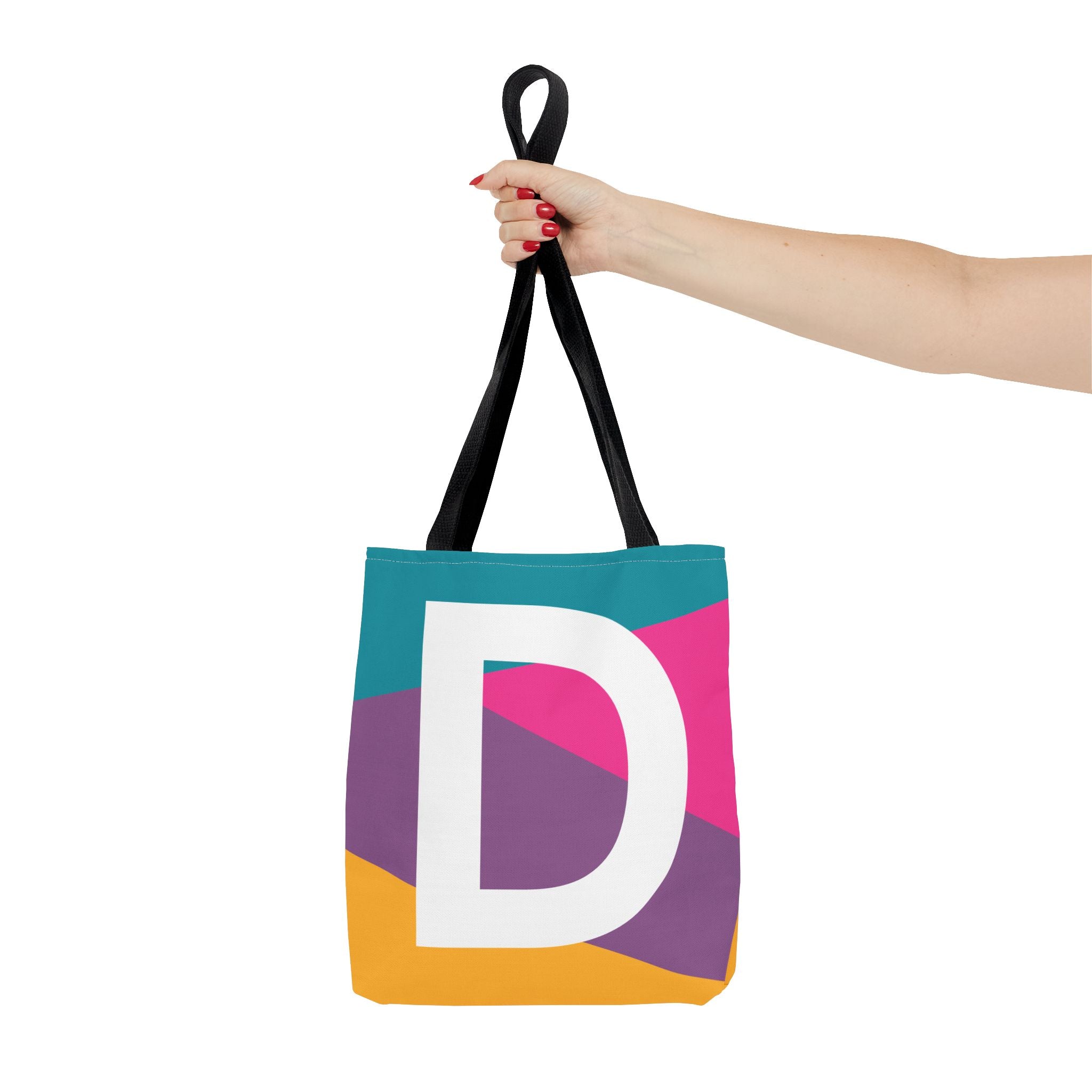 Monogram 'D' Colorblock Tote Bag — Personalized Initial D Shoulder Tote