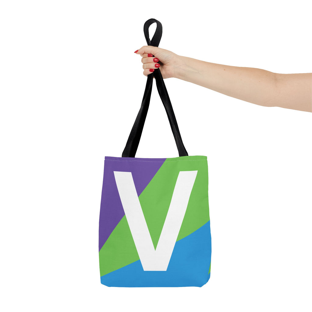 Monogram 'V' Colorblock Tote Bag — Personalized Initial V Shoulder Tote