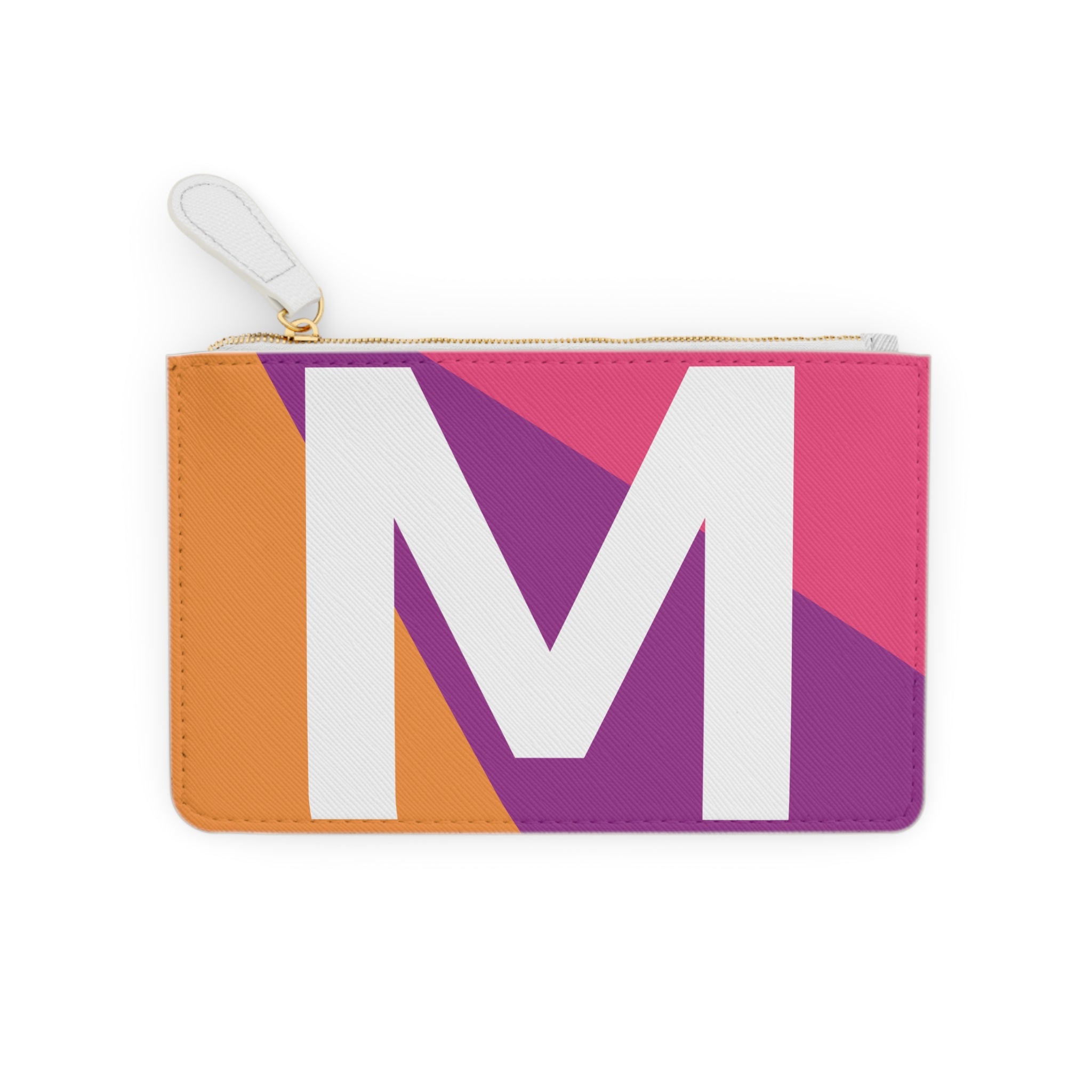 Initial M Mini Clutch — Colorblock Monogram Wristlet Wallet