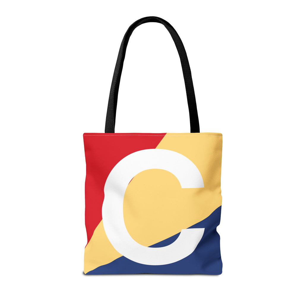 Monogram 'C' Colorblock Tote Bag — Personalized Initial C Shoulder Tote