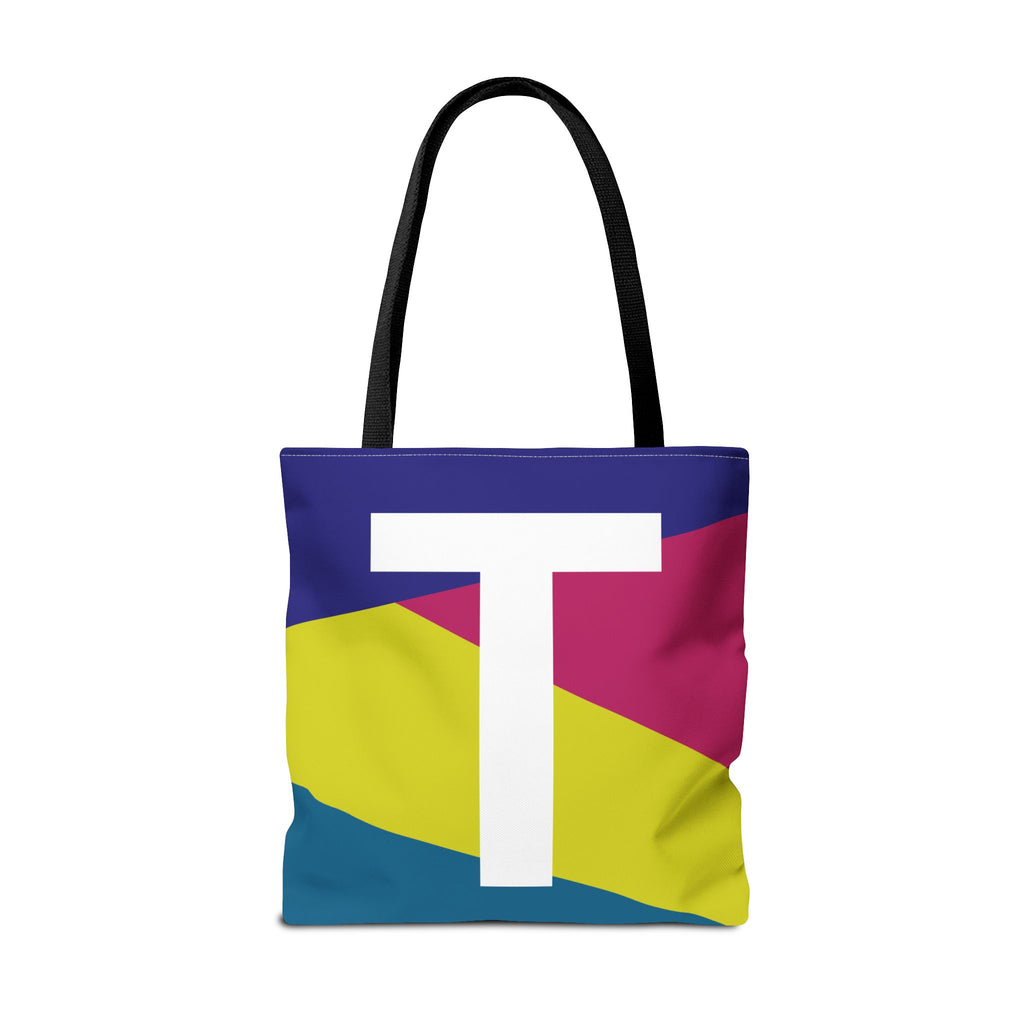 Monogram 'T' Colorblock Tote Bag — Personalized Initial T Shoulder Tote