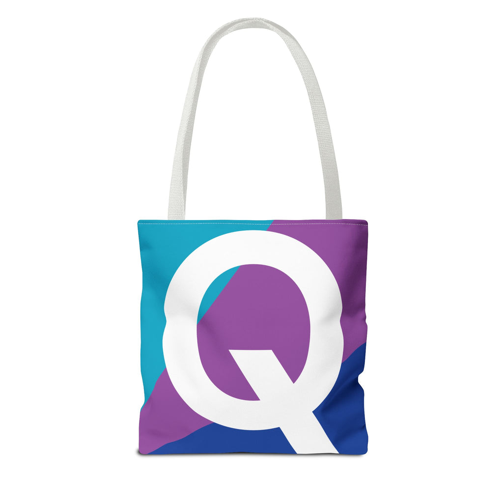 Monogram 'Q' Colorblock Tote Bag — Personalized Initial Q Shoulder Tote