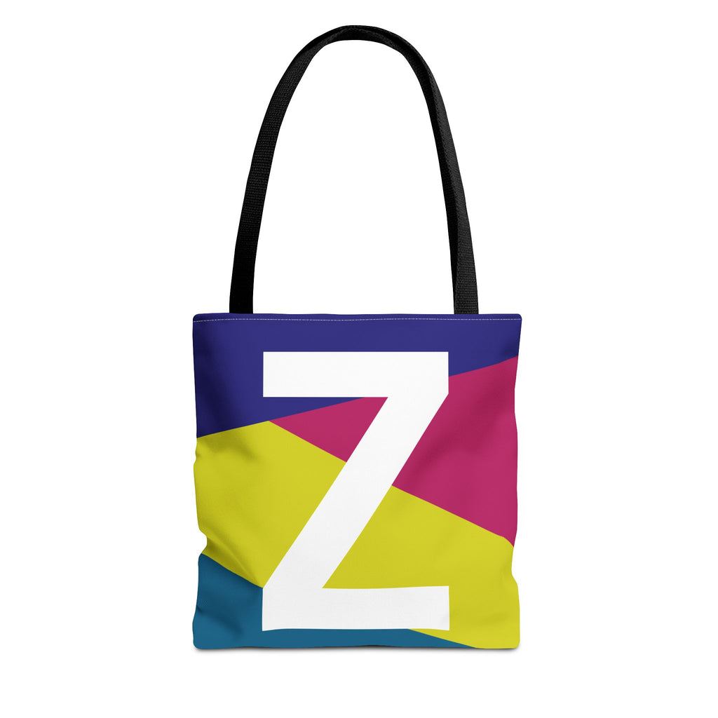 Monogram 'Z' Colorblock Tote Bag — Personalized Initial Z Shoulder Tote