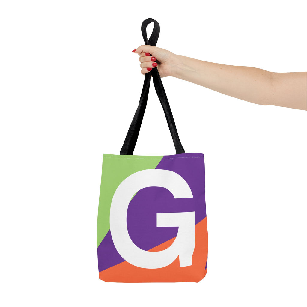 Monogram 'G' Colorblock Tote Bag — Personalized Initial G Shoulder Tote