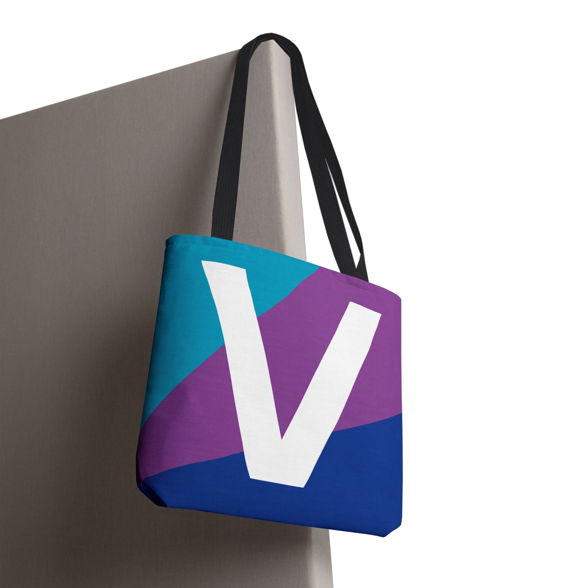 Monogram 'V' Colorblock Tote Bag — Personalized Initial V Shoulder Tote