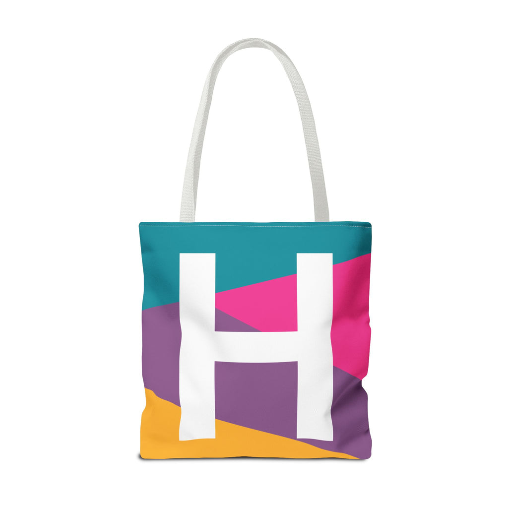 Monogram 'H' Colorblock Tote Bag — Personalized Initial H Shoulder Tote