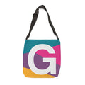 Initial Letter 'G' Colorblock Adjustable Tote Bag — Monogram Alphabet Shoulder Bag
