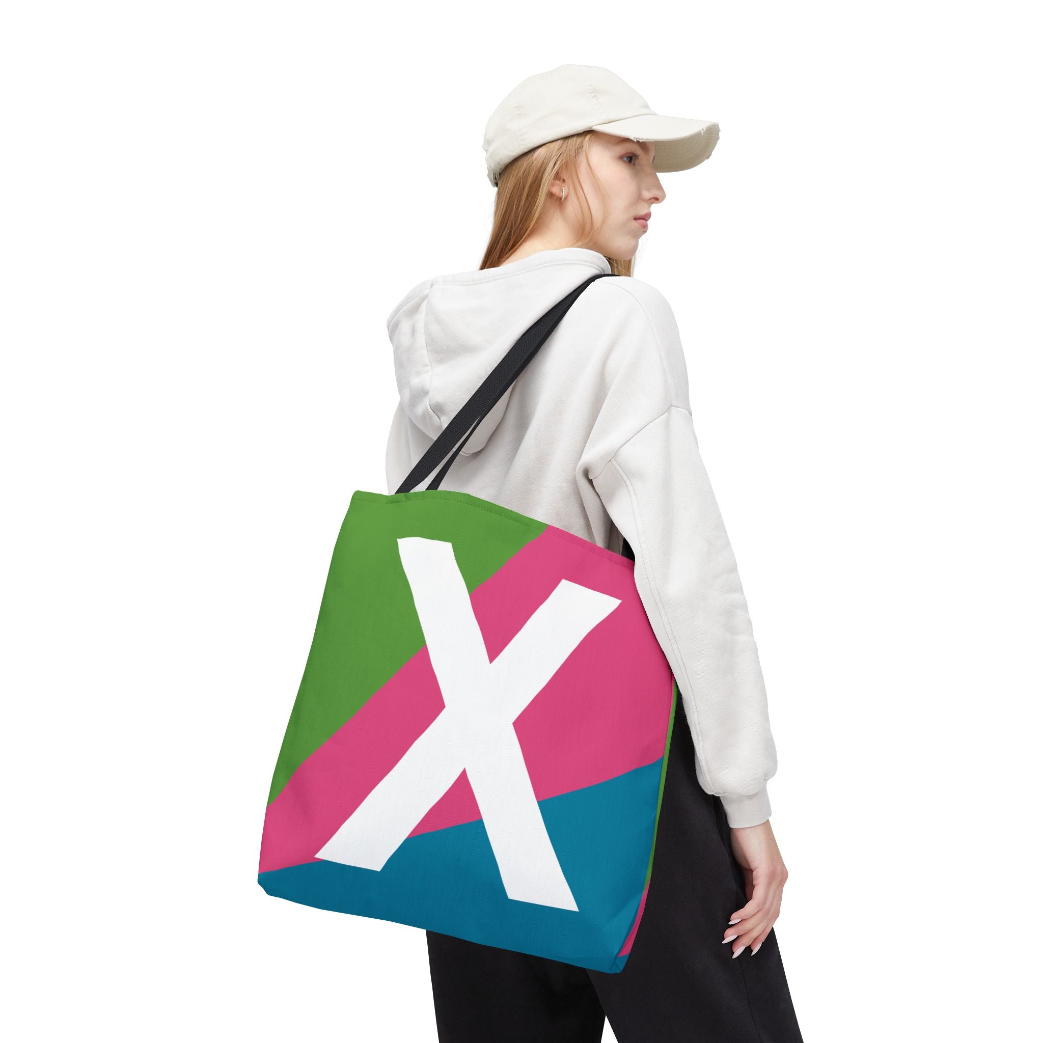 Monogram 'X' Colorblock Tote Bag — Personalized Initial X Shoulder Tote