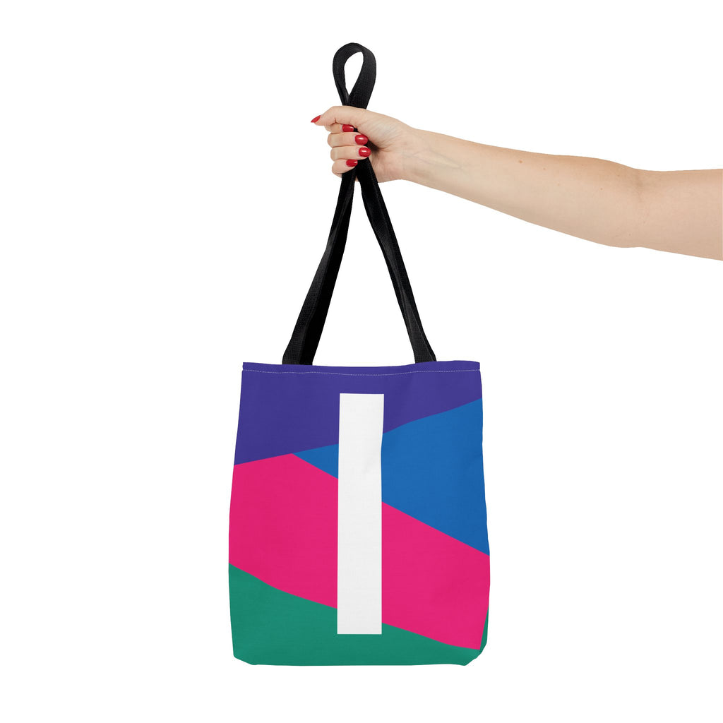 Monogram 'I' Colorblock Tote Bag — Personalized Initial I Shoulder Tote