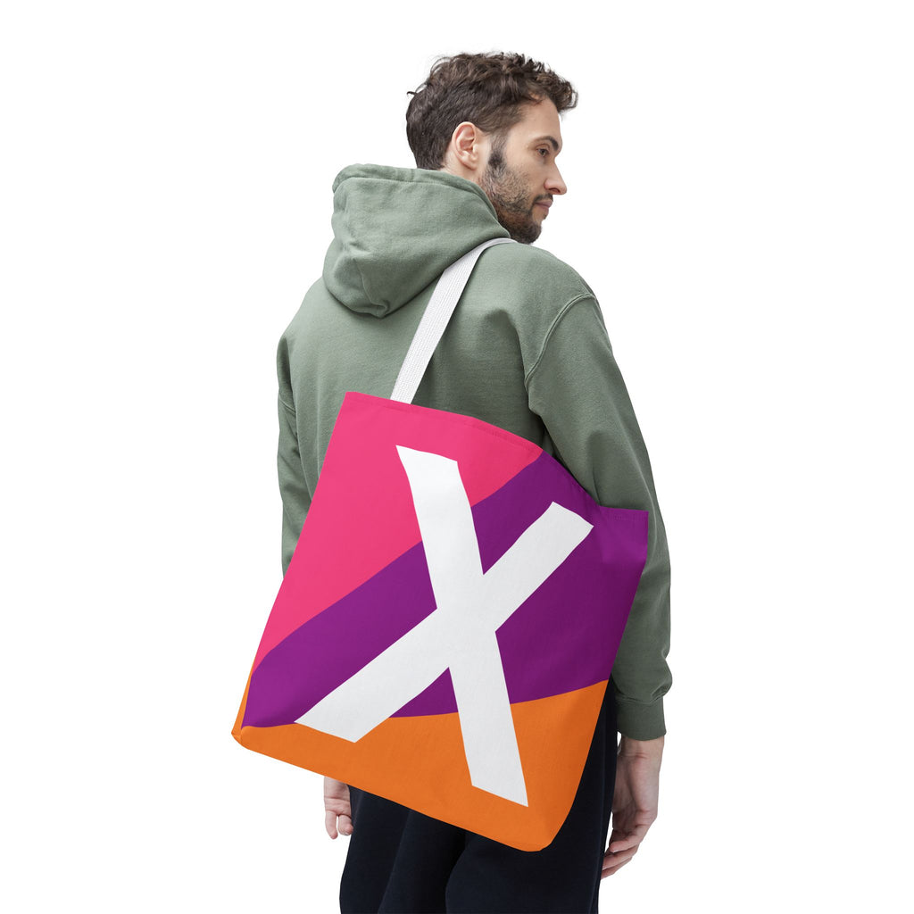 Monogram 'X' Colorblock Tote Bag — Personalized Initial X Shoulder Tote