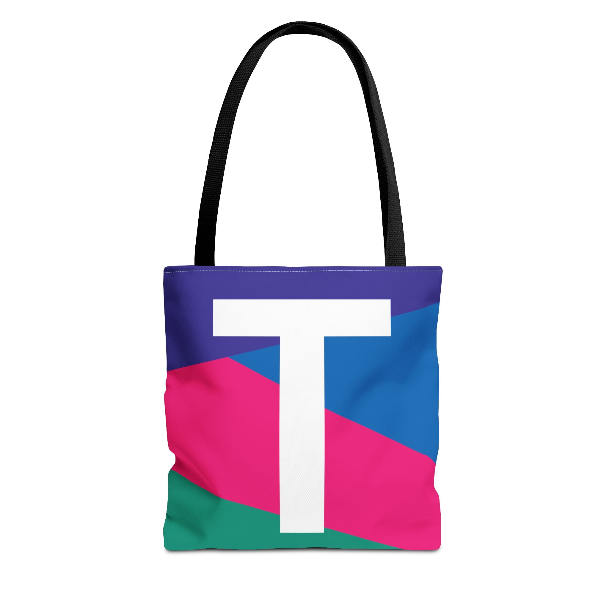 Monogram 'T' Colorblock Tote Bag — Personalized Initial T Shoulder Tote
