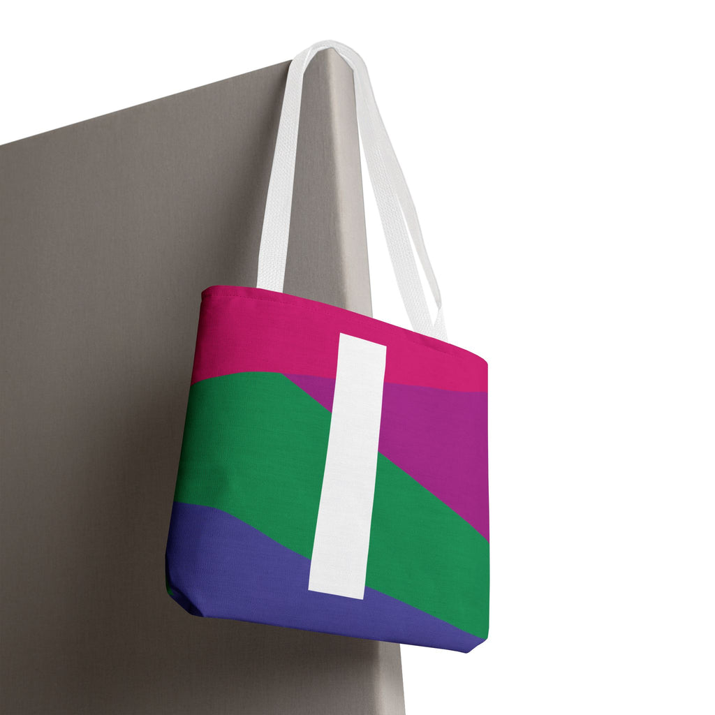 Monogram 'I' Colorblock Tote Bag — Personalized Initial I Shoulder Tote
