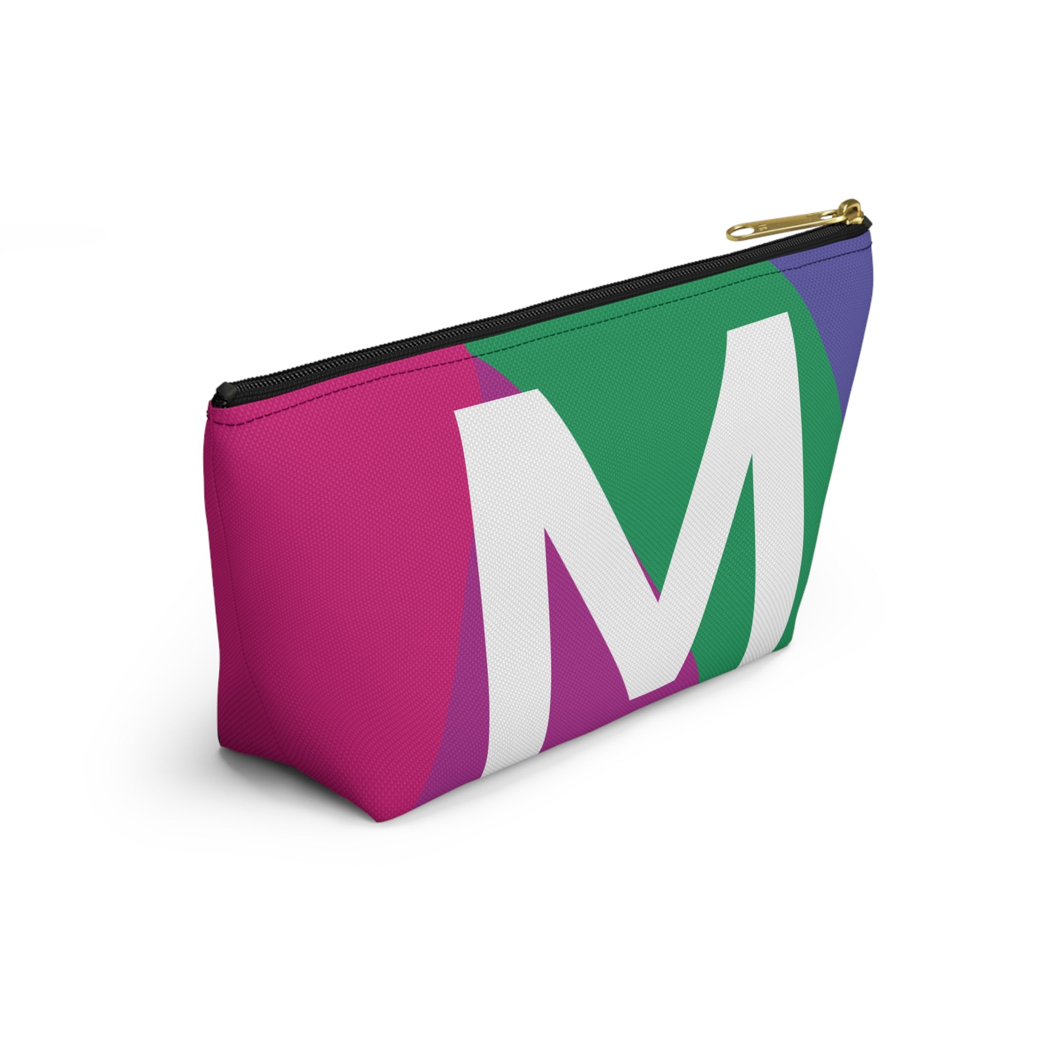 Initials Colorblock Accessory Pouch — Monogram M T-Bottom Cosmetic Bag