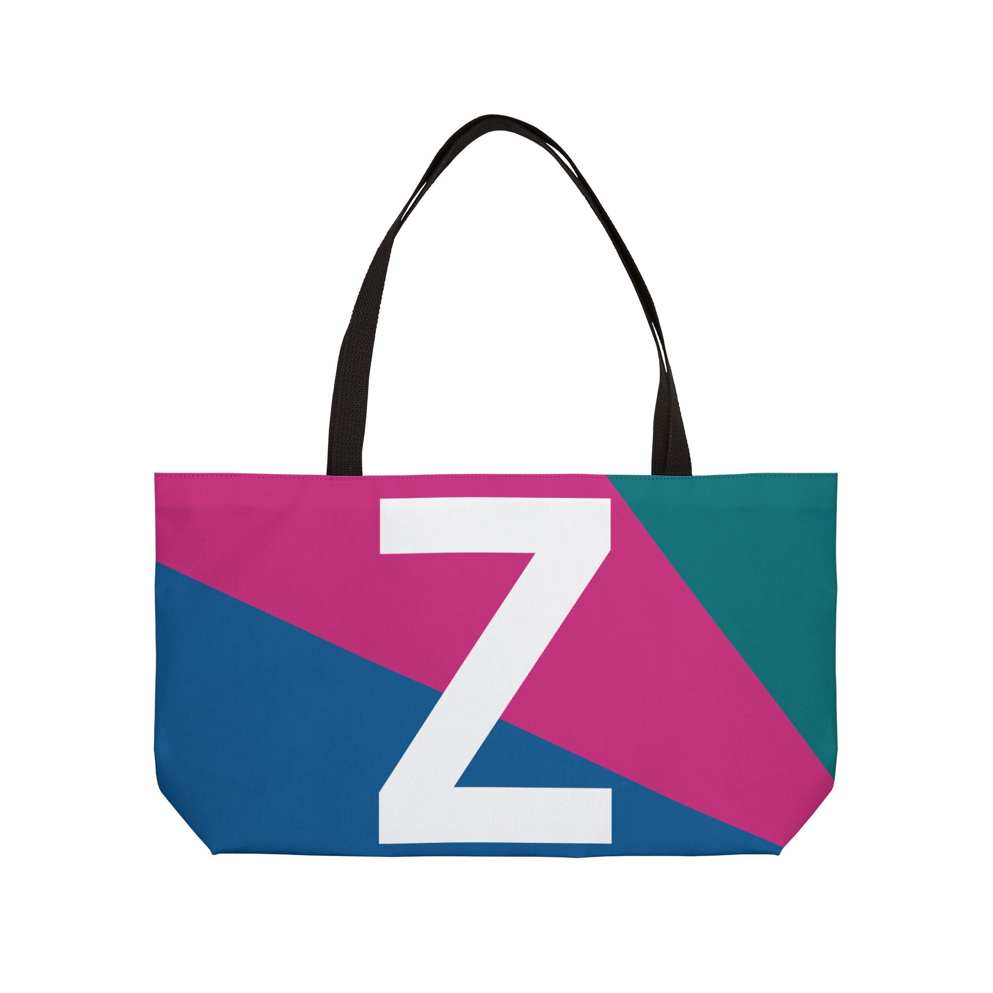 Personalized 'Z' Colorblock Tote Bag — Monogram Weekender Tote