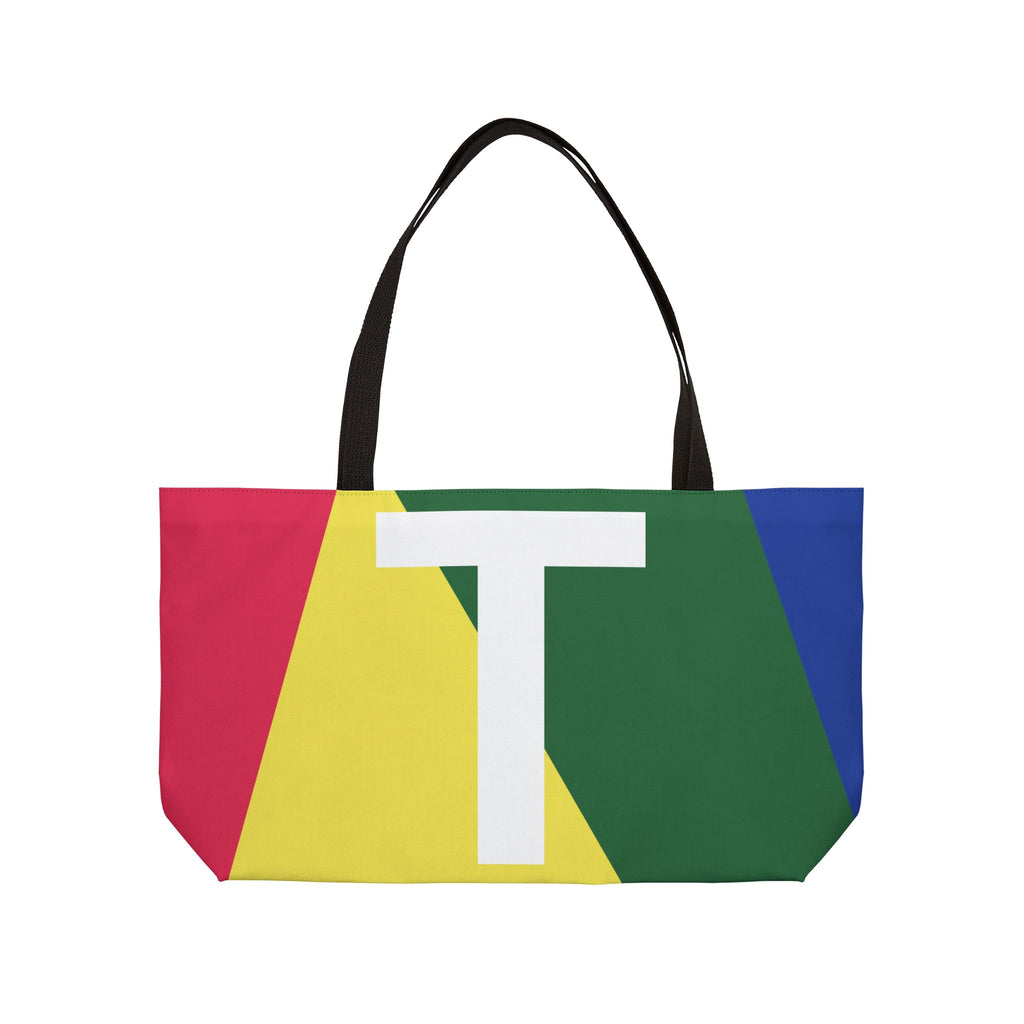 Personalized 'T' Colorblock Tote Bag — Monogram Weekender Tote