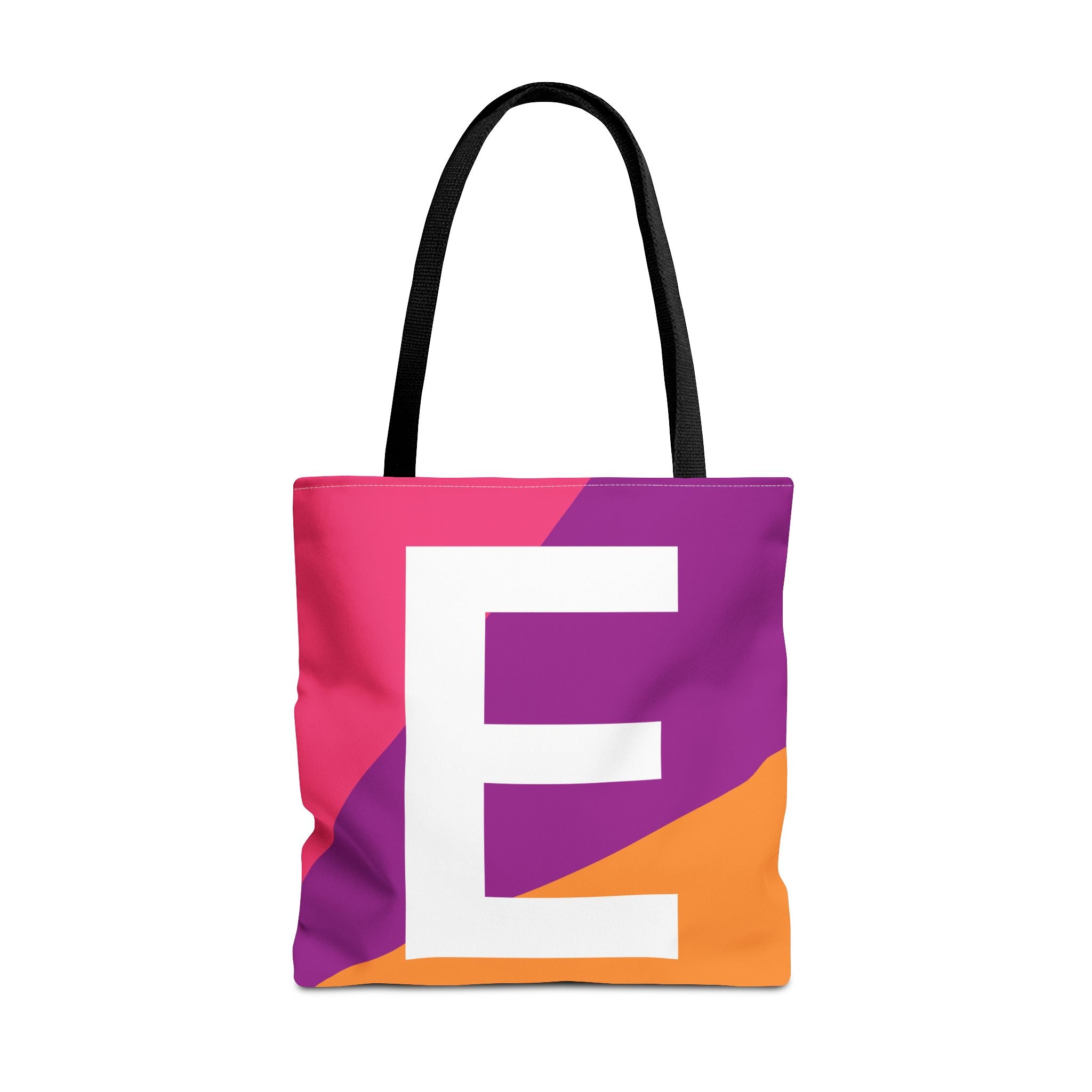 Monogram 'E' Colorblock Tote Bag — Personalized Initial E Shoulder Tote