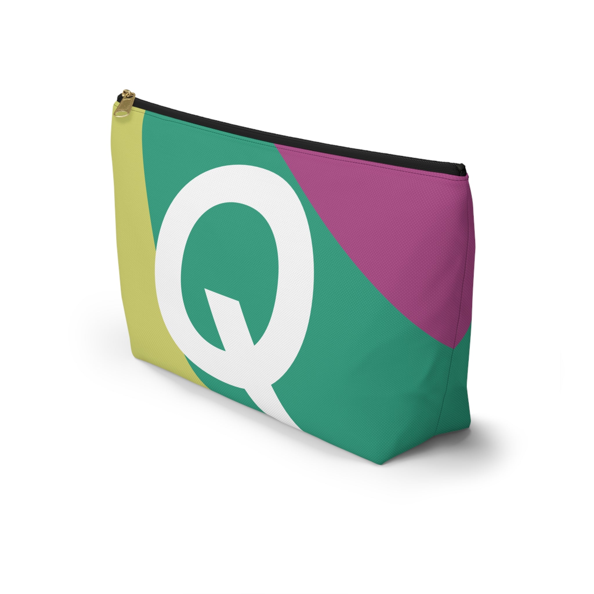 Initials Colorblock Accessory Pouch — Monogram Q T-Bottom Cosmetic Bag