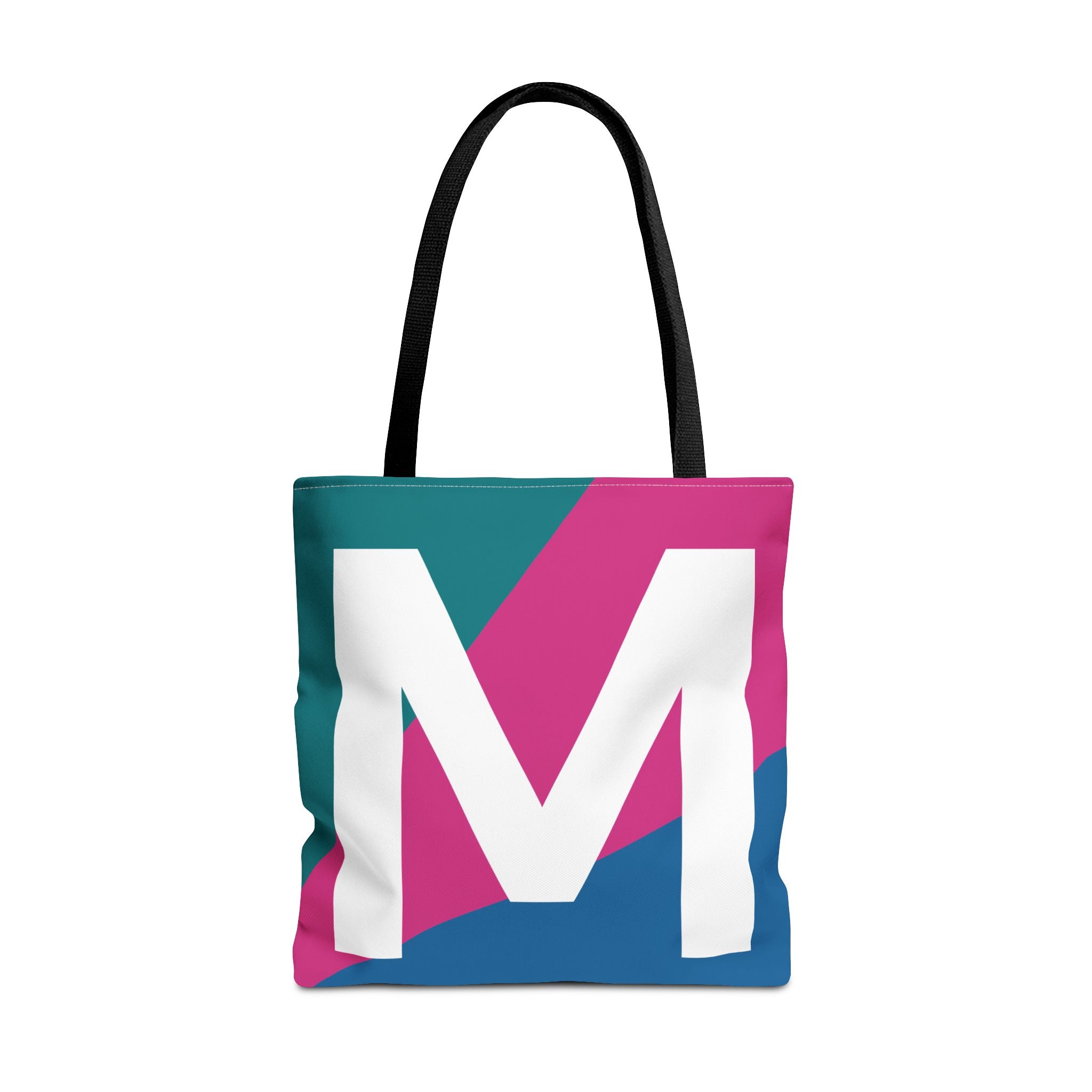 Monogram 'M' Colorblock Tote Bag — Personalized Initial M Shoulder Tote