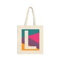Initial L Colorblock Canvas Tote Bag — Monogram Letter L Reusable Grocery Tote