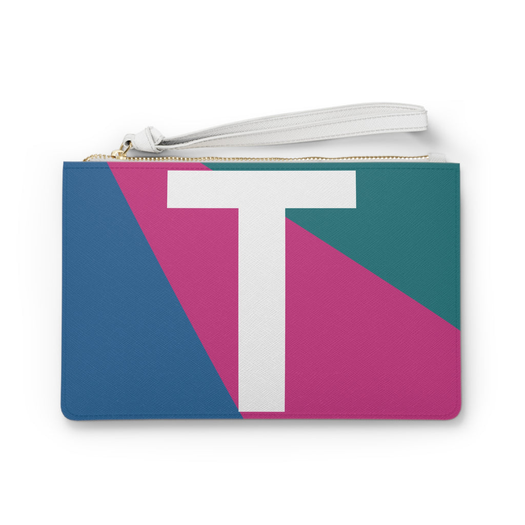 Monogram 'T' Colorblock Clutch Bag — Bold Geometric Wristlet for Everyday & Gifts