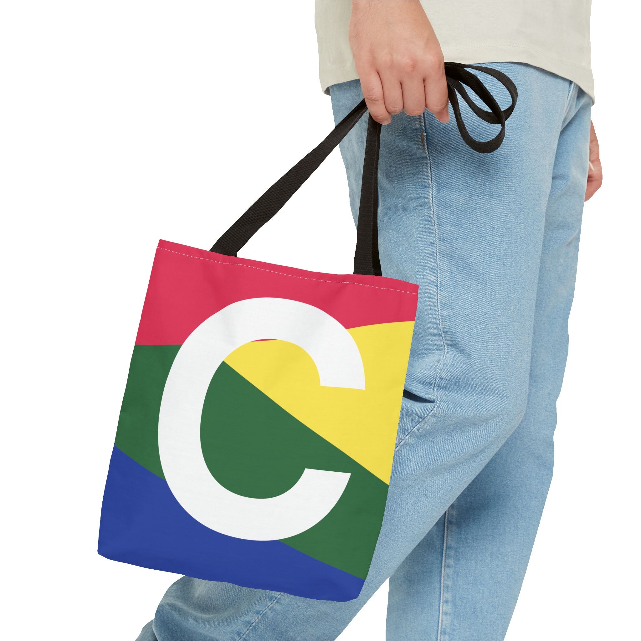 Monogram 'C' Colorblock Tote Bag — Personalized Initial C Shoulder Tote