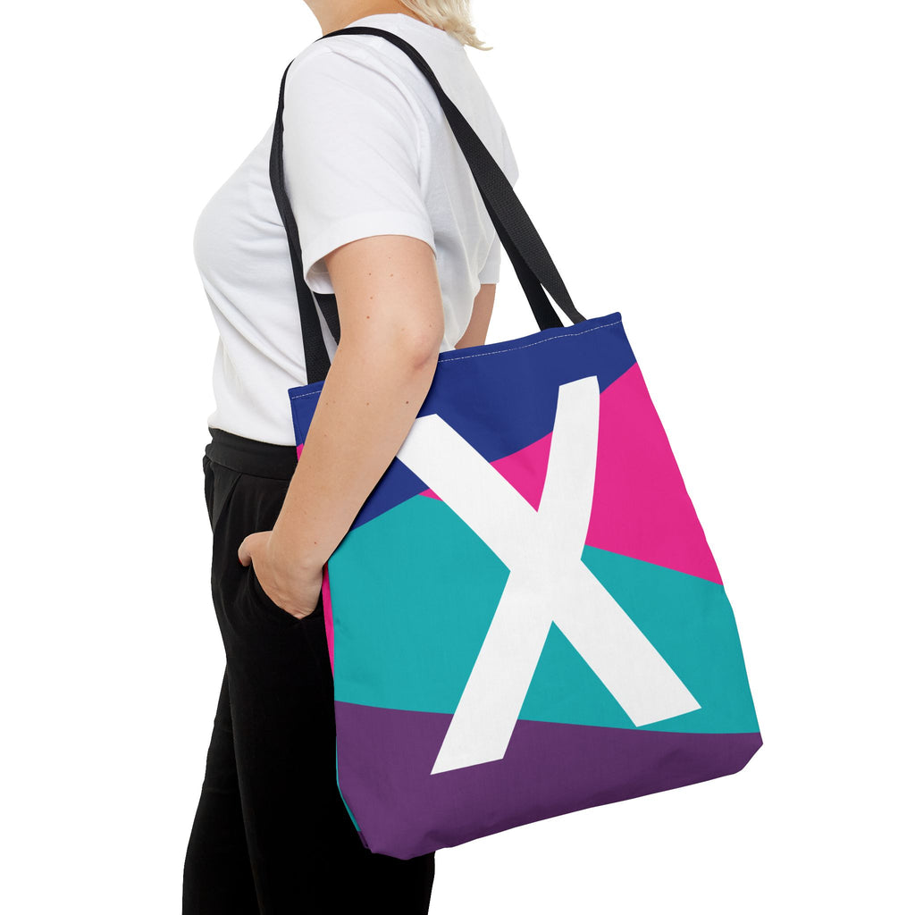 Monogram 'X' Colorblock Tote Bag — Personalized Initial X Shoulder Tote