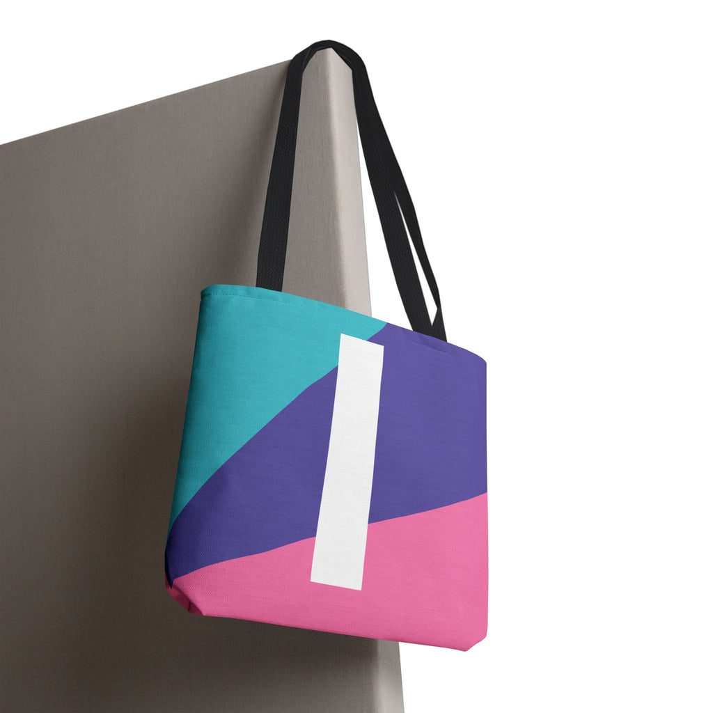 Monogram 'I' Colorblock Tote Bag — Personalized Initial I Shoulder Tote